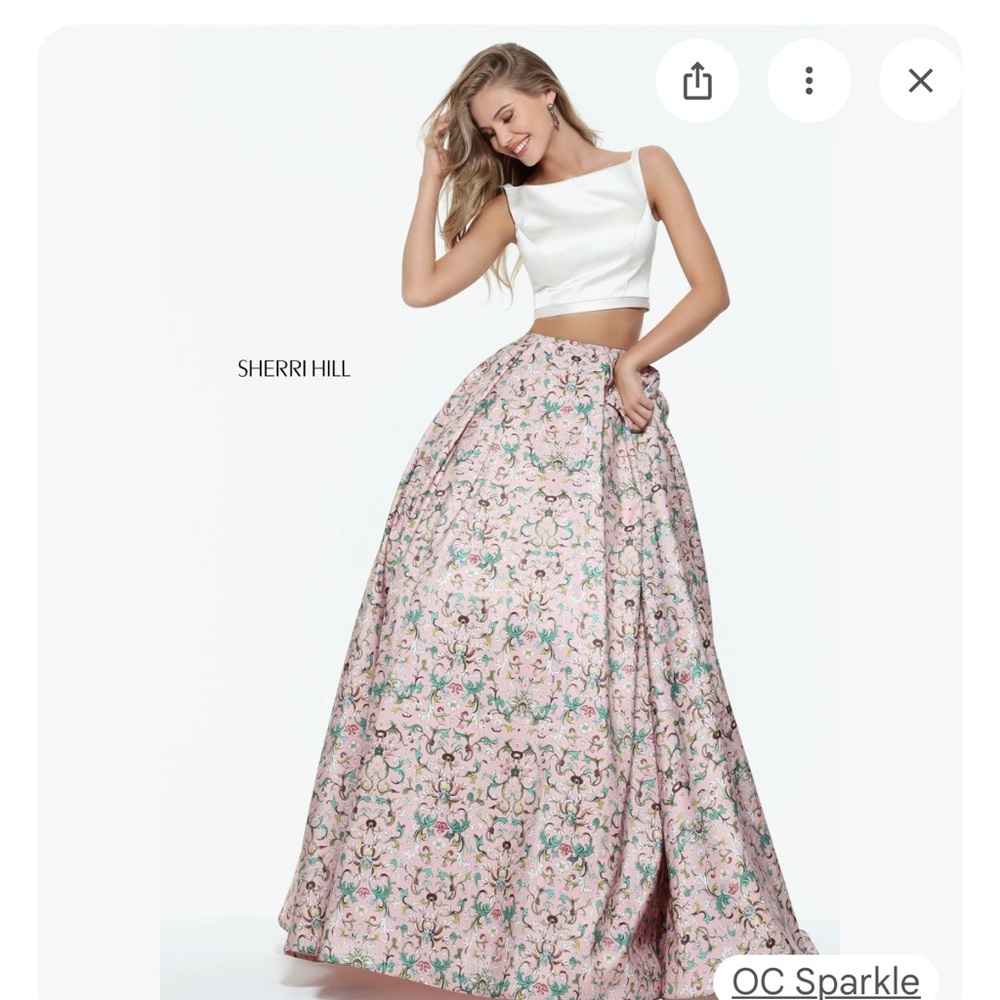 Sherri Hill Pastel Floral Maxi Skirt and top set